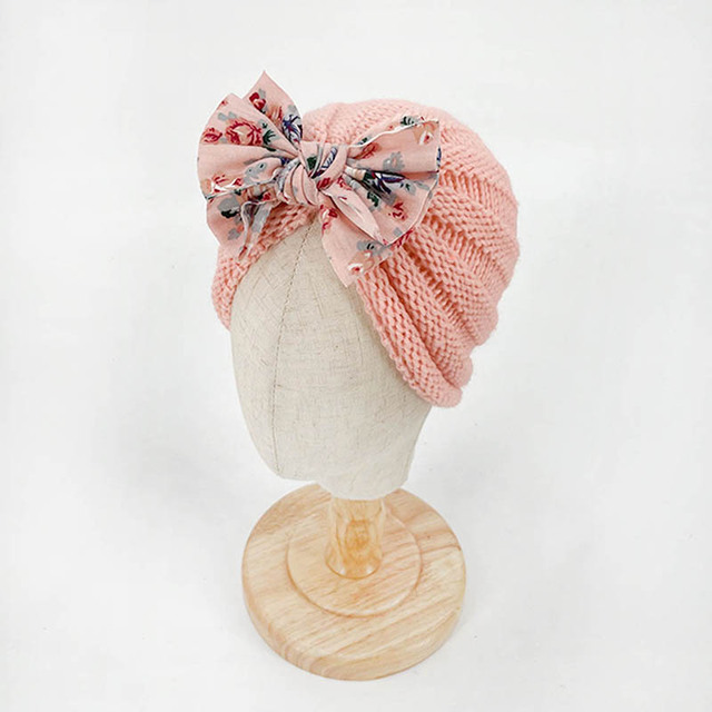 Kokardowa dzianinowa czapka dla niemowląt w stylu księżniczki - miękka, szydełkowa, jesienno-zimowa - Wianko - 7