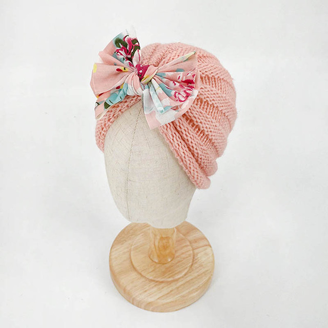Kokardowa dzianinowa czapka dla niemowląt w stylu księżniczki - miękka, szydełkowa, jesienno-zimowa - Wianko - 8