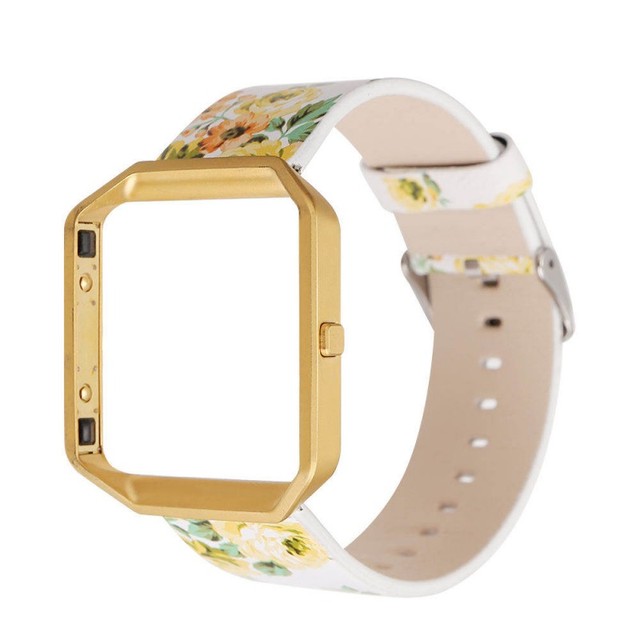 Pasek skórzany do zegarka DAHASE 23mm, kwiatowy wzór, metalowa rama, Fitbit Blaze Band - Wianko - 14