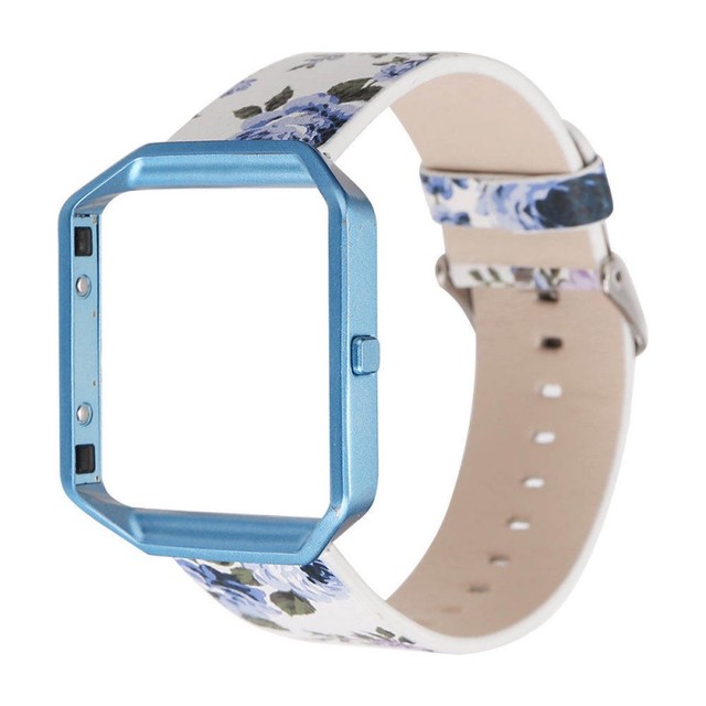 Pasek skórzany do zegarka DAHASE 23mm, kwiatowy wzór, metalowa rama, Fitbit Blaze Band - Wianko - 23