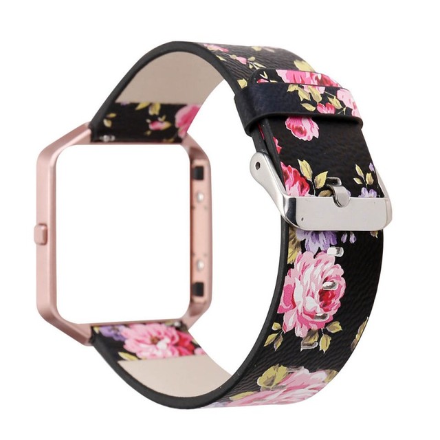 Pasek skórzany do zegarka DAHASE 23mm, kwiatowy wzór, metalowa rama, Fitbit Blaze Band - Wianko - 11