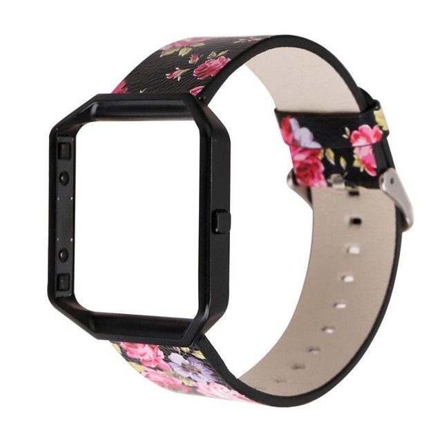 Pasek skórzany do zegarka DAHASE 23mm, kwiatowy wzór, metalowa rama, Fitbit Blaze Band - Wianko - 6