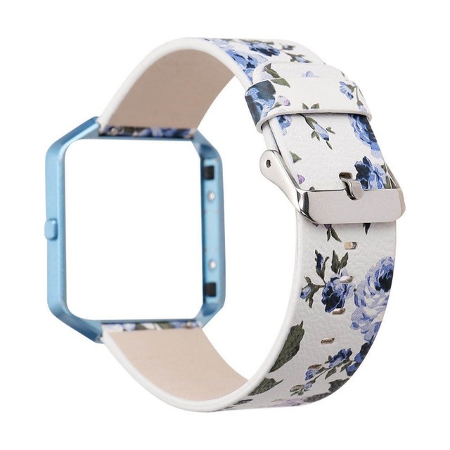 Pasek skórzany do zegarka DAHASE 23mm, kwiatowy wzór, metalowa rama, Fitbit Blaze Band - Wianko - 24