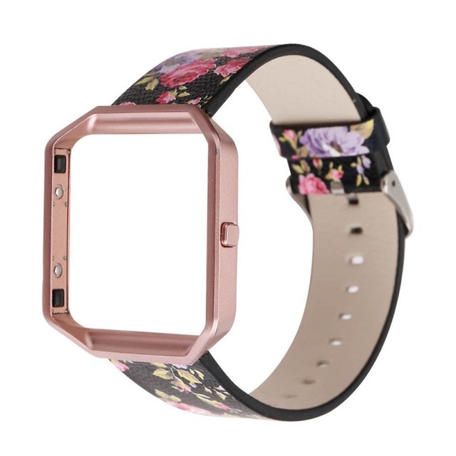 Pasek skórzany do zegarka DAHASE 23mm, kwiatowy wzór, metalowa rama, Fitbit Blaze Band - Wianko - 12