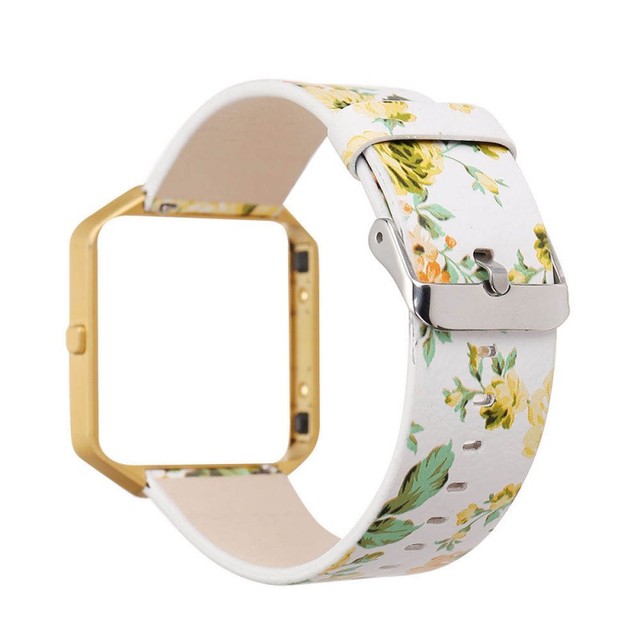 Pasek skórzany do zegarka DAHASE 23mm, kwiatowy wzór, metalowa rama, Fitbit Blaze Band - Wianko - 15