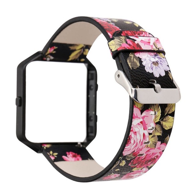 Pasek skórzany do zegarka DAHASE 23mm, kwiatowy wzór, metalowa rama, Fitbit Blaze Band - Wianko - 7