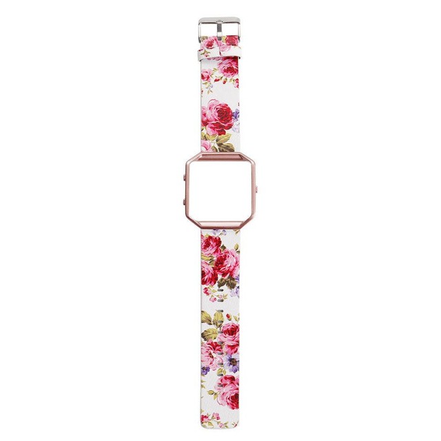Pasek skórzany do zegarka DAHASE 23mm, kwiatowy wzór, metalowa rama, Fitbit Blaze Band - Wianko - 1