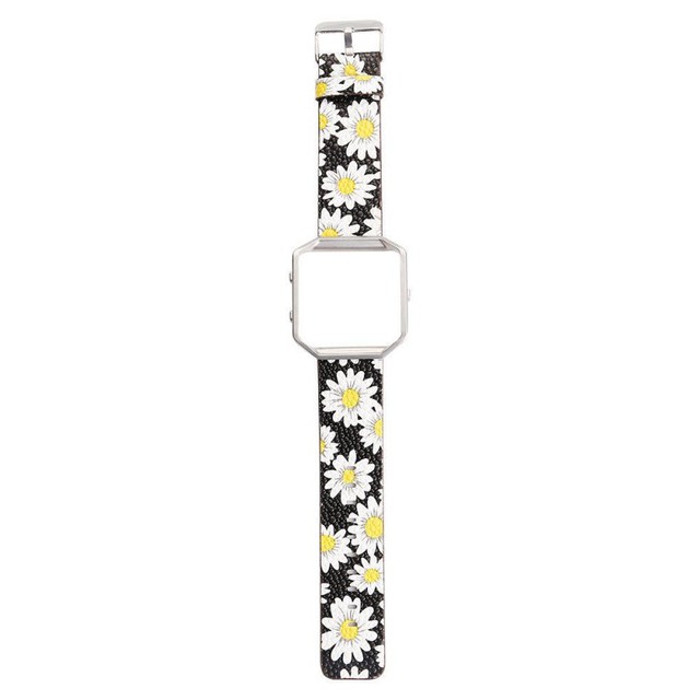 Pasek skórzany do zegarka DAHASE 23mm, kwiatowy wzór, metalowa rama, Fitbit Blaze Band - Wianko - 17
