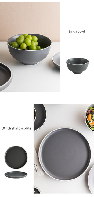 Nordycki zestaw talerzy ceramicznych i misek z matową glazurą – spersonalizowane, w szarym kolorze, inspirowane wiatrem - Wianko - 10