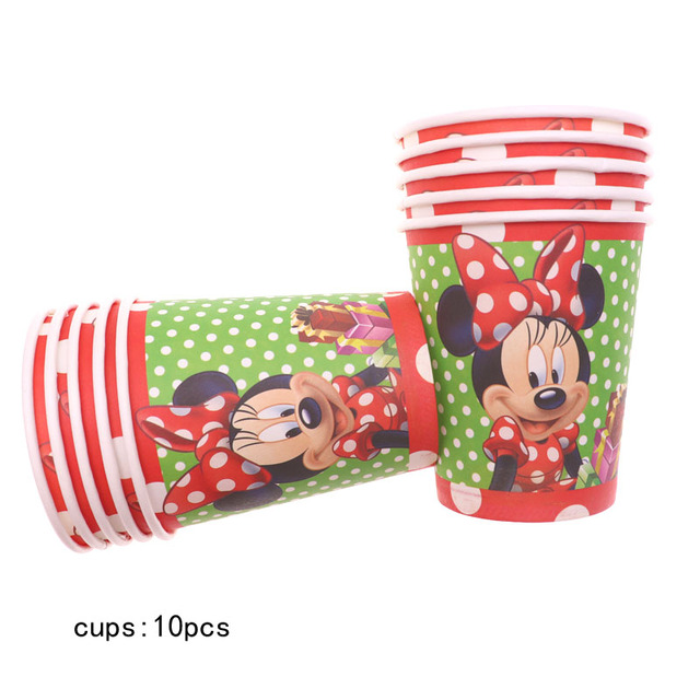 Zestaw urodzinowy Minnie Mouse - czerwone dekoracje jednorazowe (puchar, talerz, serwetki) dla dziewczynki - Wianko - 7