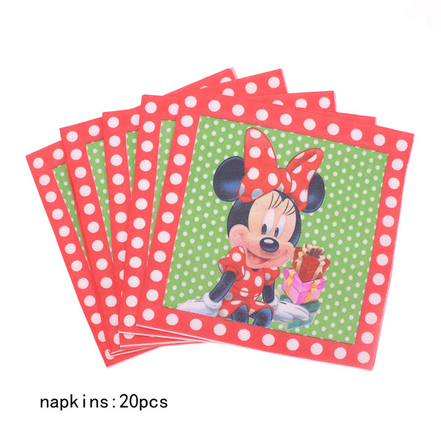 Zestaw urodzinowy Minnie Mouse - czerwone dekoracje jednorazowe (puchar, talerz, serwetki) dla dziewczynki - Wianko - 3