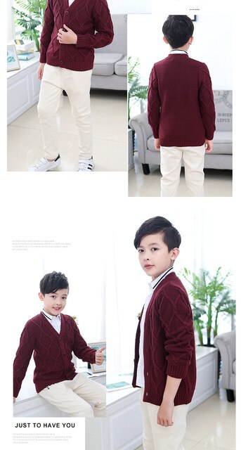 Rozpinany sweter kurtka dla chłopców - wiosenny/jesienny, żakardowy z dekoltem w kształcie litery V, dla dzieci w wieku 2-10 lat - Wianko - 12