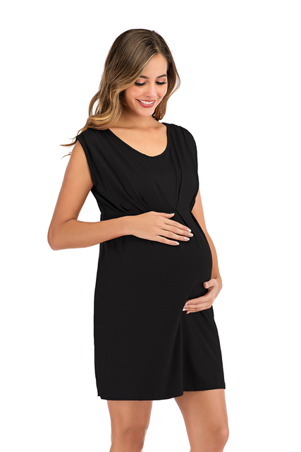 2020 Bezrękawnik sukienka ciążowa casual z głębokim O-neck dla kobiet w ciąży, kolor: jednolity - Wianko - 5