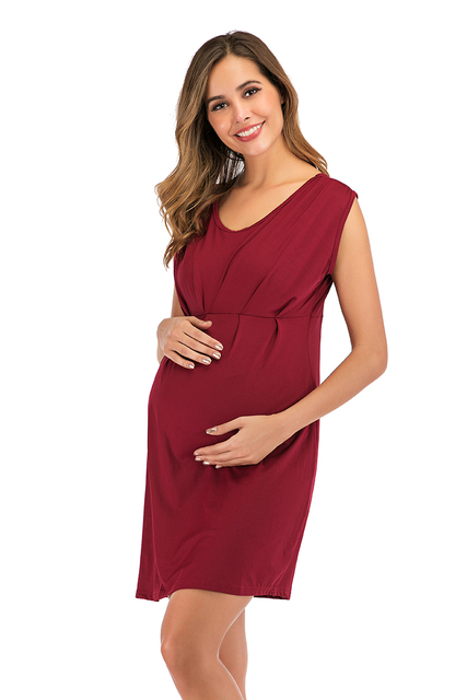 2020 Bezrękawnik sukienka ciążowa casual z głębokim O-neck dla kobiet w ciąży, kolor: jednolity - Wianko - 9