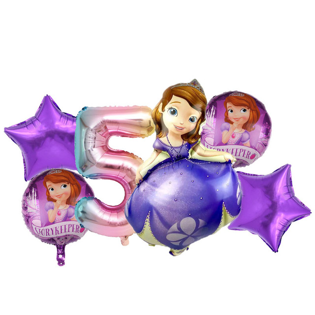 Zestaw 6 sztuk księżniczka zosia Disney – foliowe balony 32 calowy numer powietrza urodzinowy dekor na imprezę dziewczynki - Wianko - 6