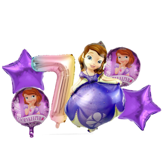Zestaw 6 sztuk księżniczka zosia Disney – foliowe balony 32 calowy numer powietrza urodzinowy dekor na imprezę dziewczynki - Wianko - 8