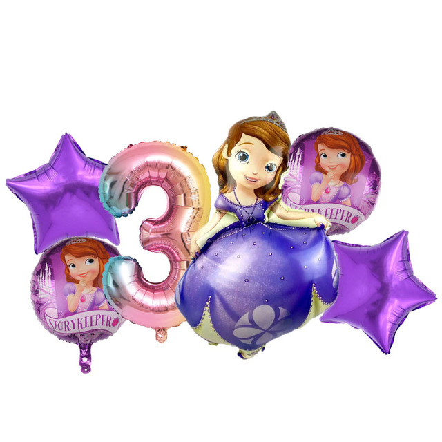 Zestaw 6 sztuk księżniczka zosia Disney – foliowe balony 32 calowy numer powietrza urodzinowy dekor na imprezę dziewczynki - Wianko - 4