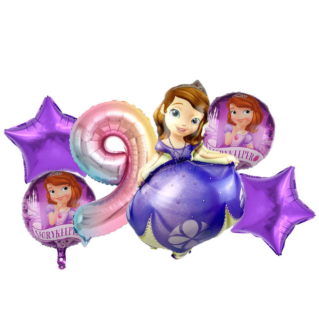 Zestaw 6 sztuk księżniczka zosia Disney – foliowe balony 32 calowy numer powietrza urodzinowy dekor na imprezę dziewczynki - Wianko - 10
