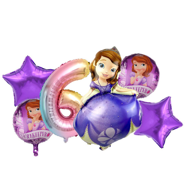 Zestaw 6 sztuk księżniczka zosia Disney – foliowe balony 32 calowy numer powietrza urodzinowy dekor na imprezę dziewczynki - Wianko - 7