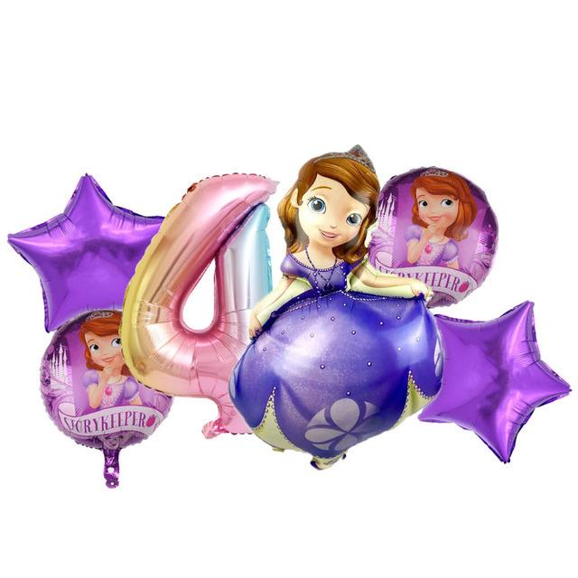 Zestaw 6 sztuk księżniczka zosia Disney – foliowe balony 32 calowy numer powietrza urodzinowy dekor na imprezę dziewczynki - Wianko - 5