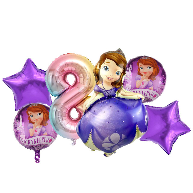 Zestaw 6 sztuk księżniczka zosia Disney – foliowe balony 32 calowy numer powietrza urodzinowy dekor na imprezę dziewczynki - Wianko - 9