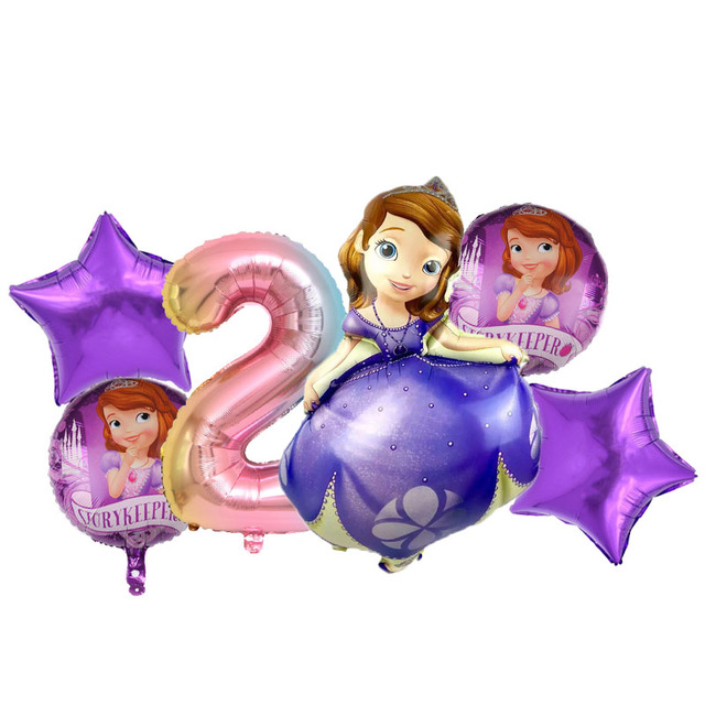 Zestaw 6 sztuk księżniczka zosia Disney – foliowe balony 32 calowy numer powietrza urodzinowy dekor na imprezę dziewczynki - Wianko - 3