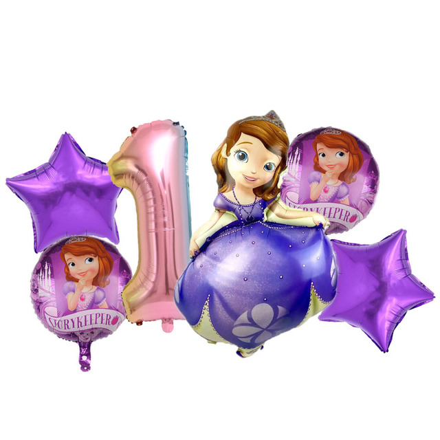 Zestaw 6 sztuk księżniczka zosia Disney – foliowe balony 32 calowy numer powietrza urodzinowy dekor na imprezę dziewczynki - Wianko - 2