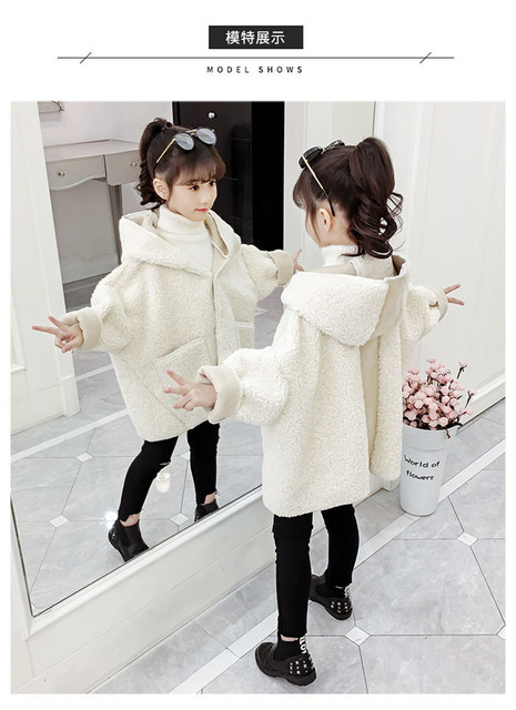 Wełniany płaszcz zimowy dla dziewczynek - ciepła odzież dziecięca, długi płaszcz w koreańskim stylu, jednokolorowy - Wianko - 6