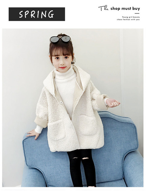 Wełniany płaszcz zimowy dla dziewczynek - ciepła odzież dziecięca, długi płaszcz w koreańskim stylu, jednokolorowy - Wianko - 4