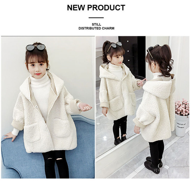 Wełniany płaszcz zimowy dla dziewczynek - ciepła odzież dziecięca, długi płaszcz w koreańskim stylu, jednokolorowy - Wianko - 11