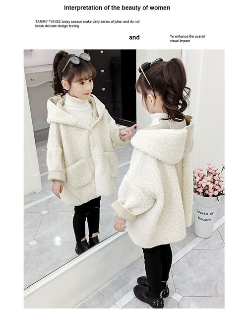 Wełniany płaszcz zimowy dla dziewczynek - ciepła odzież dziecięca, długi płaszcz w koreańskim stylu, jednokolorowy - Wianko - 13