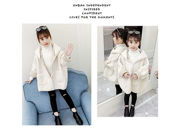 Wełniany płaszcz zimowy dla dziewczynek - ciepła odzież dziecięca, długi płaszcz w koreańskim stylu, jednokolorowy - Wianko - 7