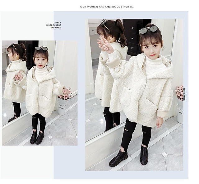 Wełniany płaszcz zimowy dla dziewczynek - ciepła odzież dziecięca, długi płaszcz w koreańskim stylu, jednokolorowy - Wianko - 9