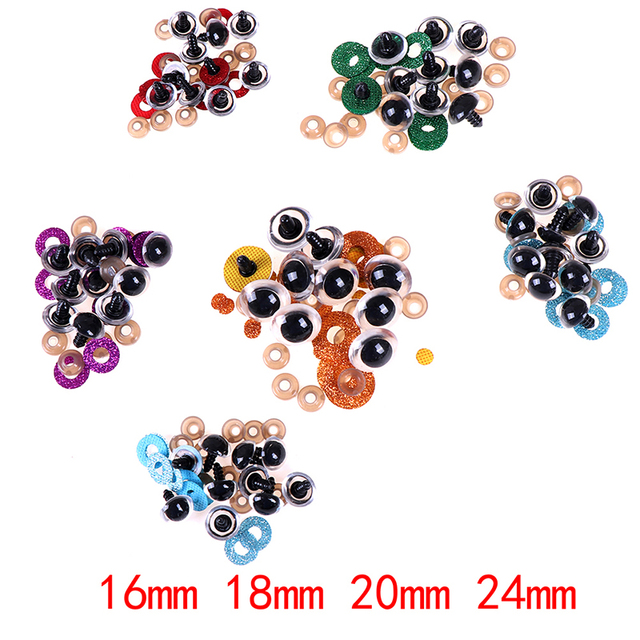 Plastikowe Craft oczy z podkładką 16-24mm - 10 sztuk do DIY pluszowego niedźwiedzia, kukiełki zwierzątek i lalek - mix kolorów - Wianko - 12