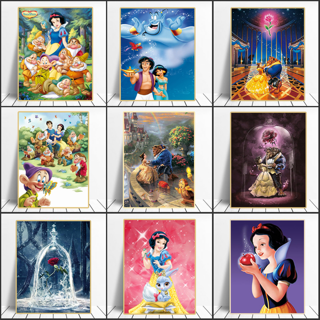 Obraz na płótnie Disney z Nadrukami Księżniczek: Śnieżka, Kopciuszek - dla Dziewczyny, Pokój, Prezent - Wianko - 2