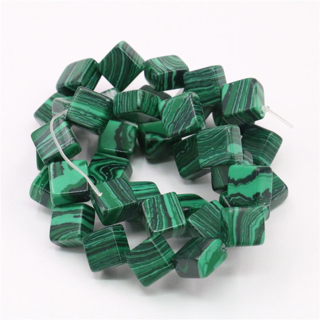 Luźne koraliki zielonego malachitu o kształcie okrągło-owalnym do biżuterii DIY - 15 cali - Wianko - 19