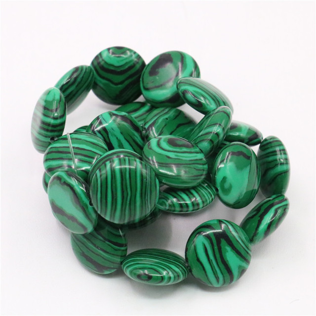 Luźne koraliki zielonego malachitu o kształcie okrągło-owalnym do biżuterii DIY - 15 cali - Wianko - 23