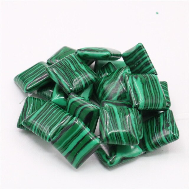 Luźne koraliki zielonego malachitu o kształcie okrągło-owalnym do biżuterii DIY - 15 cali - Wianko - 28
