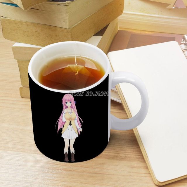 Kubek ceramiczny 11 oz dla przyjaciół i rodziny - słodka dziewczyna Anime w kolorze różowym - Wianko - 4