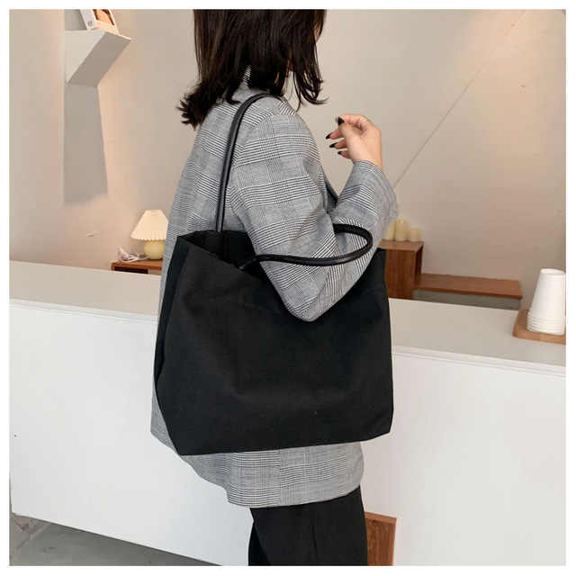 Damska torba wielokrotnego użytku na zakupy z tkaniny płóciennej czarno-biały design - Wianko - 7