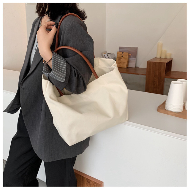 Damska torba wielokrotnego użytku na zakupy z tkaniny płóciennej czarno-biały design - Wianko - 11