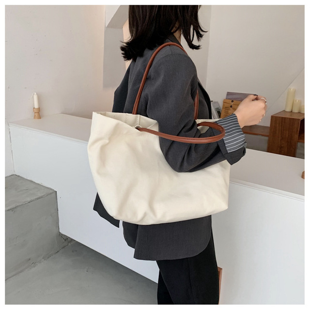 Damska torba wielokrotnego użytku na zakupy z tkaniny płóciennej czarno-biały design - Wianko - 14
