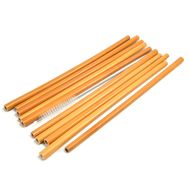 Zestaw 10 słomek bambusowych z etui i szczotką do czyszczenia, wielokrotnego użytku, ekologiczne - Wianko - 6