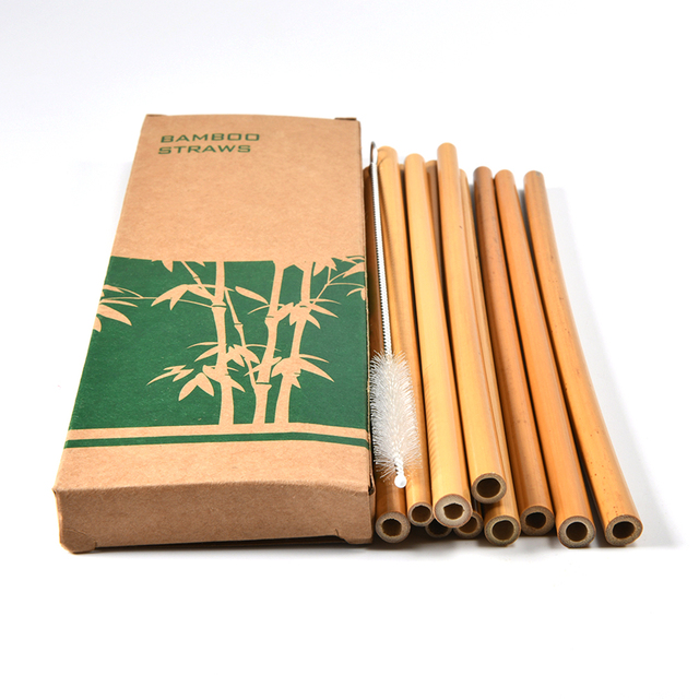Zestaw 10 słomek bambusowych z etui i szczotką do czyszczenia, wielokrotnego użytku, ekologiczne - Wianko - 4
