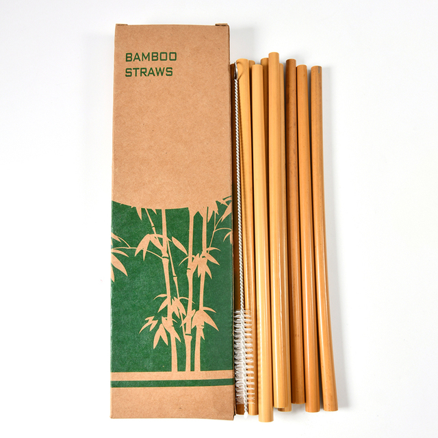 Zestaw 10 słomek bambusowych z etui i szczotką do czyszczenia, wielokrotnego użytku, ekologiczne - Wianko - 3