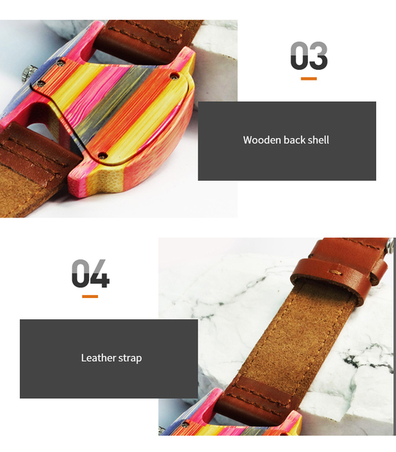 Kolorowy trójkątny zegarek elektroniczny Luminous z kwarcowym mechanizmem - skórzany pasek drewnianego wykończenia Crazy Horse - Wianko - 6