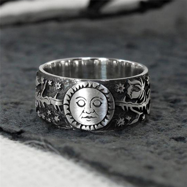 Ręcznie rzeźbione pierścienie CAOSHI - antyczne punkowe pierścionki deklaracji dla kobiet/mężczyzn i małych chłopców - Wianko - 2