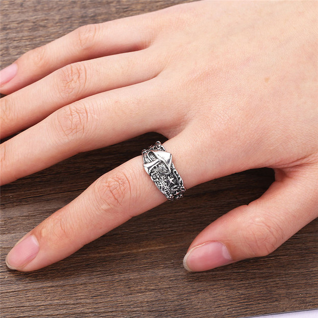 Ręcznie rzeźbione pierścienie CAOSHI - antyczne punkowe pierścionki deklaracji dla kobiet/mężczyzn i małych chłopców - Wianko - 32