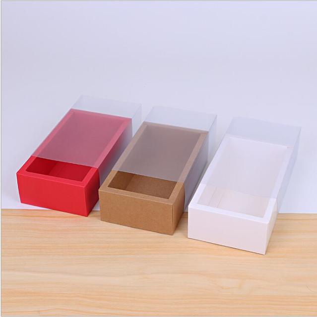 20 sztuk przezroczystych pudełek PCV do herbaty, ciasteczek i cukierków - czerwone pudełko Kraft Paper, składane szuflady, czarne kartonowe opakowanie - Wianko - 6