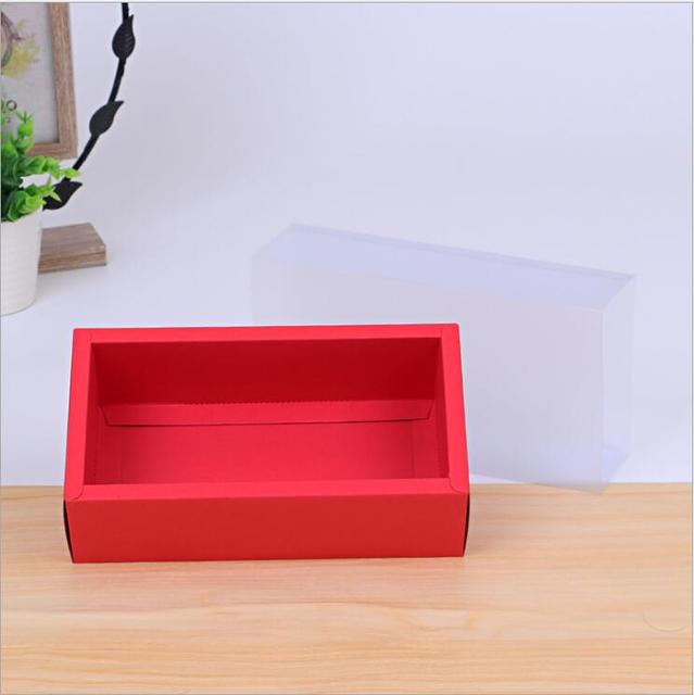 20 sztuk przezroczystych pudełek PCV do herbaty, ciasteczek i cukierków - czerwone pudełko Kraft Paper, składane szuflady, czarne kartonowe opakowanie - Wianko - 10